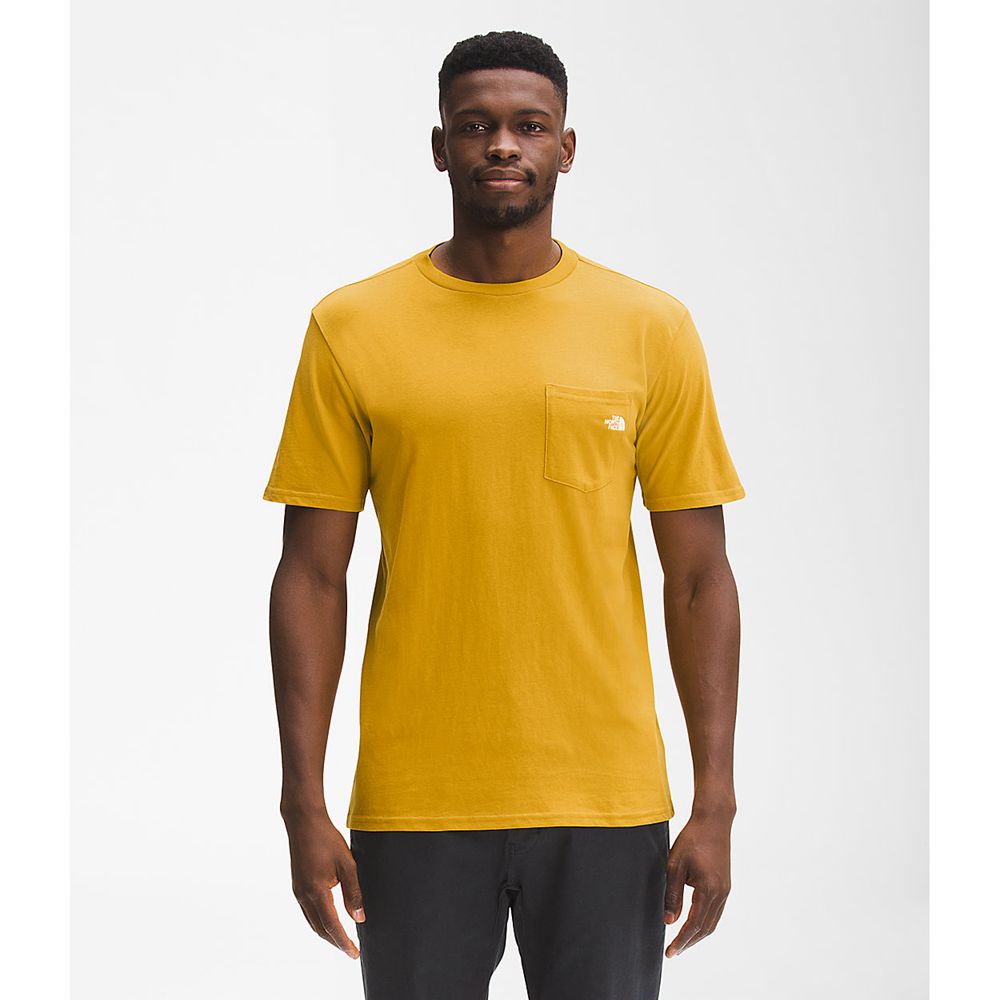 The North Face T-Shirts Mens Australia - The North Face Short Sleeve Woodmont Pocket Yellow (UOR-794